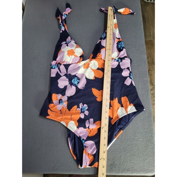 Sea Angel Doheny Bloom Navy 1 Piece Tie On Swimsuit Bathing Suit SZ XL - Picture 3 of 13